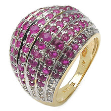 Load image into Gallery viewer, 14K Yellow Gold Plated 2.94 Carat Genuine Ruby &amp; White Topaz .925 Sterling Silver Ring
