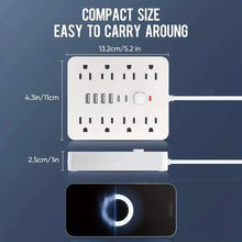 Load image into Gallery viewer, 14-in-1 Power Strip With 4 USB Outlets, 2 Type-C Outlet and 8 AC Socket Outlets
