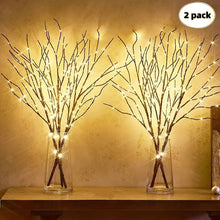 Load image into Gallery viewer, 2pcs Set of Artificial Tree Branch LED Lights - Battery-Powered, 20 Leds Per Vase, Vase-Filled Decorative Lights for Home, Romantic Bedside Lamp, Christmas, Halloween, Thanksgiving, Hanukkah, Wedding, Valentine'S Day, Metal &amp;
