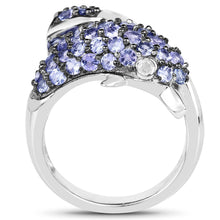 Load image into Gallery viewer, 1.45 Carat Genuine Tanzanite and White Diamond .925 Sterling Silver Ring
