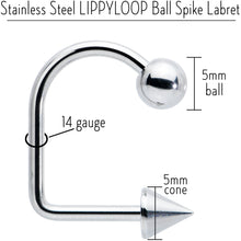 将图片加载到图库查看器，14G Stainless Steel LIPPYLOOP Ball Spike Labret
