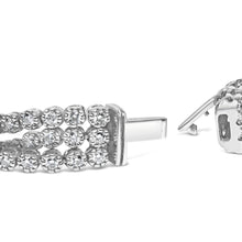 Load image into Gallery viewer, 18K White Gold 5.00 Cttw Natural Diamond 3 Row Link Tennis Bracelet (G-H Color, VS1-VS2 Clarity) - 7.25" Inches
