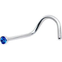 Load image into Gallery viewer, 20G Stainless Steel Sapphire Blue Gem Micro Nose Ring Twister
