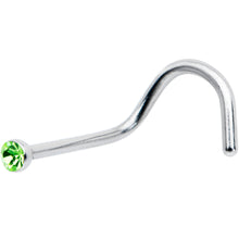 Load image into Gallery viewer, 20G Stainless Steel Green Gem Micro Nose Ring Twister
