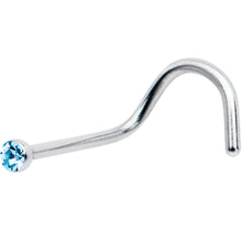 Load image into Gallery viewer, 20G Stainless Steel Light Blue Gem Micro Nose Ring Twister
