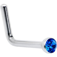将图片加载到图库查看器，20G Stainless Steel Sapphire Blue Gem Micro Nose Ring L-Shaped
