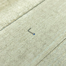 将图片加载到图库查看器，20G Stainless Steel Sapphire Blue Gem Micro Nose Ring L-Shaped

