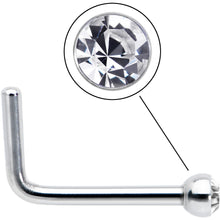 将图片加载到图库查看器，20G Stainless Steel Clear Gem Micro Nose Ring L-Shaped
