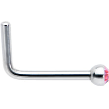 Load image into Gallery viewer, 20G Stainless Steel Pink Gem Micro Nose Ring L-Shaped
