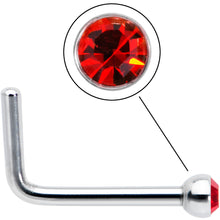 Load image into Gallery viewer, 20G Stainless Steel Ruby Red Gem Micro Nose Ring L-Shaped
