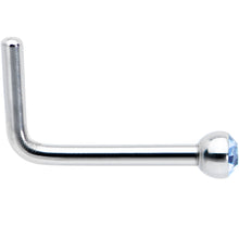 Load image into Gallery viewer, 20G Stainless Steel Light Blue Gem Micro Nose Ring L-Shaped
