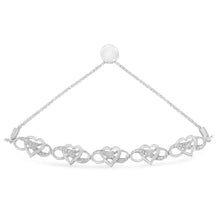 Load image into Gallery viewer, .925 Sterling Silver Miracle Set Diamond Accented Infinity Hearts 6â€-9â€ Adjustable Bolo Bracelet (H-I Color, I2-I3 Clarity)
