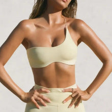 将图片加载到图库查看器，Women Single Shoulder Knot Swimsuit Short Top Swimwear One Shoulder Bikini Stripe Tie Knot Summer Vintage Black Swimsuits Bathing Top Beachwear Separates One Piece Tops
