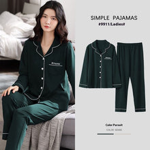 将图片加载到图库查看器，100% Cotton New Trendy  Pajamas For Women Full Sleeves Pajamas Button Down Winter Sleepwear Set Women White Cotton Pajamas Women's Loose Size V-neck Home Suit Long Sleeve Wide Leg Pants Pajamas Casual Home wear

