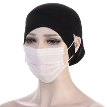 Load image into Gallery viewer, NEW Soft Cotton Hijab Breathable Turban Tie Under Scarf Elegant Ear Hole Stretch Inner Hijabs Lightweight Turban Round Front Under Hijab Caps Female Turban Bonnet
