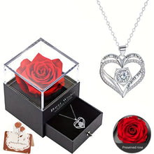 将图片加载到图库查看器，Permanent Rose Gift Box, Love Rose Multi Pendant Necklace, Women's Simple and Exquisite Jewelry, Gift for Mother, Lover, Best Friend, New Year's Gift, Mother's Day Gift, Birthday Gift, Party, Thanksgiving Gift, Allergen resis
