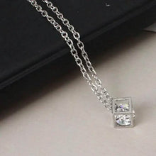 Load image into Gallery viewer, 14K Gold Love Cube Three-Dimensional Diamond Shape Necklace Cz Pendant
