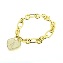 Load image into Gallery viewer, 14K Gold Plated Initial Heart Bracelet
