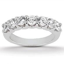 将图片加载到图库查看器，14k White Gold Diamond Scalloped Shared U Prong Setting Wedding Ring Band

