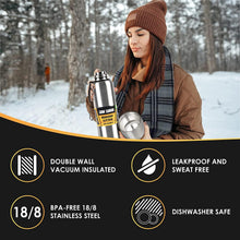 Load image into Gallery viewer, 1500ml Water Bottle Stainless Steel Cold Hydroflask Thermos Large Capacity Thermal Mug Cup Sport Cycling Vacuum Flask Insulated  Vacuum Insulated Thermos Water Bottle with Wide Mouth Cup BPA-Free Stainless Steel Water Bottles
