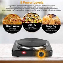 Load image into Gallery viewer, 1500W Portable Heating Hot Plate Stove Countertop with Non Slip Rubber
