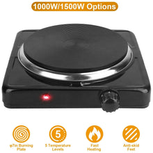 Load image into Gallery viewer, 1500W Portable Heating Hot Plate Stove Countertop with Non Slip Rubber
