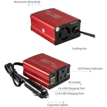 Load image into Gallery viewer, 150W Car Power Inverter 12V DC to 110V AC Converter with 3.1A Dual USB Car Charger
