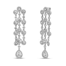 Load image into Gallery viewer, 18K White Gold 4 3/4 Cttw Diamond Double Teardrop Waterfall Dangle Earrings (H-I Color, VS1-VS2 Clarity)
