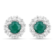 将图片加载到图库查看器，1.81 Carat Dyed Emerald and White Topaz .925 Sterling Silver Jewelry Set
