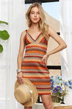 Load image into Gallery viewer, New Summer Contrast Striped V-Neck Mini Dress For Women – Trendy, Bold, Eye-Catching, Boho, Modern Chic &amp; Fashionable
