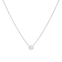 将图片加载到图库查看器，14K White Gold 1/2 Cttw Lab Grown Oval Shape Solitaire Diamond East West 18" Pendant Necklace (E-F Color, VS1-VS2 Clarity)
