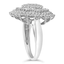 将图片加载到图库查看器，Sterling Silver 2.0 Cttw Diamond Oval Halo Cocktail Ring
