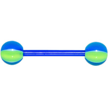 Load image into Gallery viewer, Bioplast Blue Green Beach Ball Barbell Tongue Ring
