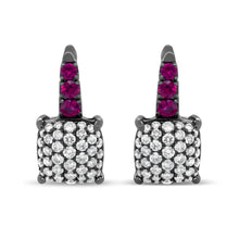 将图片加载到图库查看器，Black Rhodium Plated 18K White Gold 7/8 Cttw Round Diamond and Graduated Red Ruby Drop Earrings (F-G Color, VS1-VS2 Clarity)
