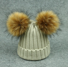 Load image into Gallery viewer, Modern Trend Children's Winter Toddler Baby Kids hat Cap With Two Double Pompom Ears Funny Hat
