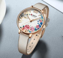 Load image into Gallery viewer, Womens Watches With Decoupage Flower Patterns And Details Of Large Roman Numbers
