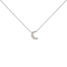 Load image into Gallery viewer, 10K White Gold Diamond Accented Crescent Moon Shaped 18" Inch Pendant Necklace (H-I Color, I1-I2 Clarity)
