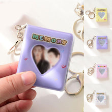 Load image into Gallery viewer, 16 Photos Card Holder 1 Inches Card Bag Photo Album Keychain Hollow Love Photo Holder Key Rings Holds Memory Album DIY Memorable Gifts For Loved Ones
