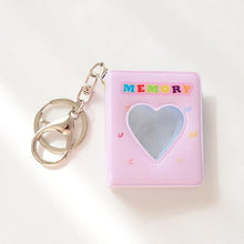 Load image into Gallery viewer, 16 Photos Card Holder 1 Inches Card Bag Photo Album Keychain Hollow Love Photo Holder Key Rings Holds Memory Album DIY Memorable Gifts For Loved Ones
