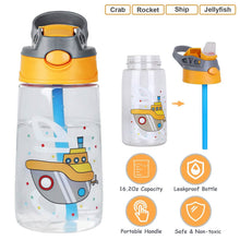 Load image into Gallery viewer, 16.2oz Leak-proof Kids Water Bottle with Straw Push Button
