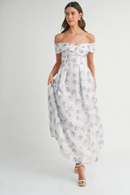 Load image into Gallery viewer, Floral Printed Off Shoulder Maxi Dress – Chic Off Shoulder Maxi Dress, Vibrant Floral Print, Beach Vacation Dress, Casual Summer Maxi Dress
