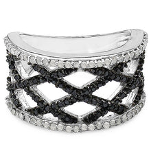 Load image into Gallery viewer, 0.92 Carat Genuine Black Diamond &amp; White Diamond .925 Sterling Silver Ring
