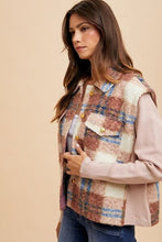 Load image into Gallery viewer, Women Brown Faux Fur Plaid Button-Up Jacket Soft Jacket For Girls Jacket With Closure
