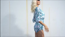 Load image into Gallery viewer, Island Bloom 3-Piece Bikini Set for Women – Tropical Leaf Print Fluttering Swimwear with Flattering Halter Neck Top High Waist Bottoms &amp; Adjustable Drawstring Cover Up – Perfect for Koningsdag Celebrations &amp; Summer Adventures
