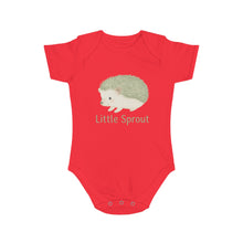 Load image into Gallery viewer, Hedgehog Short Sleeve Baby Bodysuit 'Little Sprout' Organic Cotton Gift for New Parents
