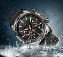 Load image into Gallery viewer, Men's Waterproof Watch With Chronometers Date Display Gold Detail Excellent Background Perfect Gift
