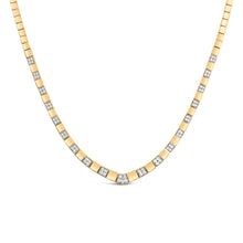 将图片加载到图库查看器，14K Yellow Gold 4/5 Cttw Diamond Cluster and Bar Set Link 3.5 MM Chain Necklace (G-H Color, VS1-VS2 Clarity) - 16" Inches

