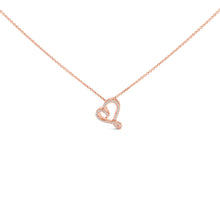 Load image into Gallery viewer, 14k Rose Gold Plated Silver 1/10 Cttw Diamond Open Heart Pendant Necklace

