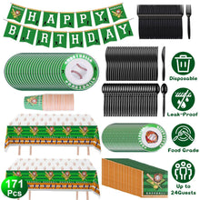Load image into Gallery viewer, 171-Pieces: Baseball Birthday Party Disposable Dinnerware Set
