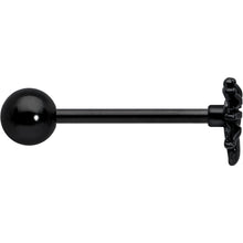将图片加载到图库查看器，Black Titanium Anodized 3-D Spider Barbell Tongue Ring
